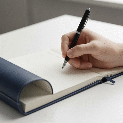 Person writing in a journal to track MS symptoms