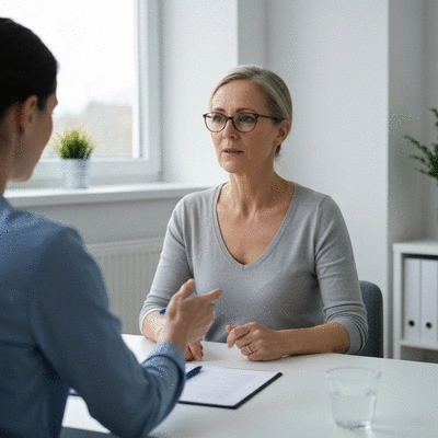 Person with MS engaging in speech therapy, showing determination, no text, no words, no typography