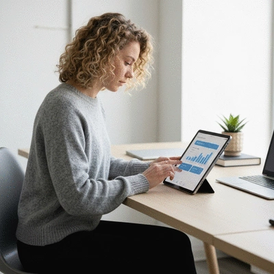 Person using a planner or app to manage tasks, representing proactive cognitive management, clean image